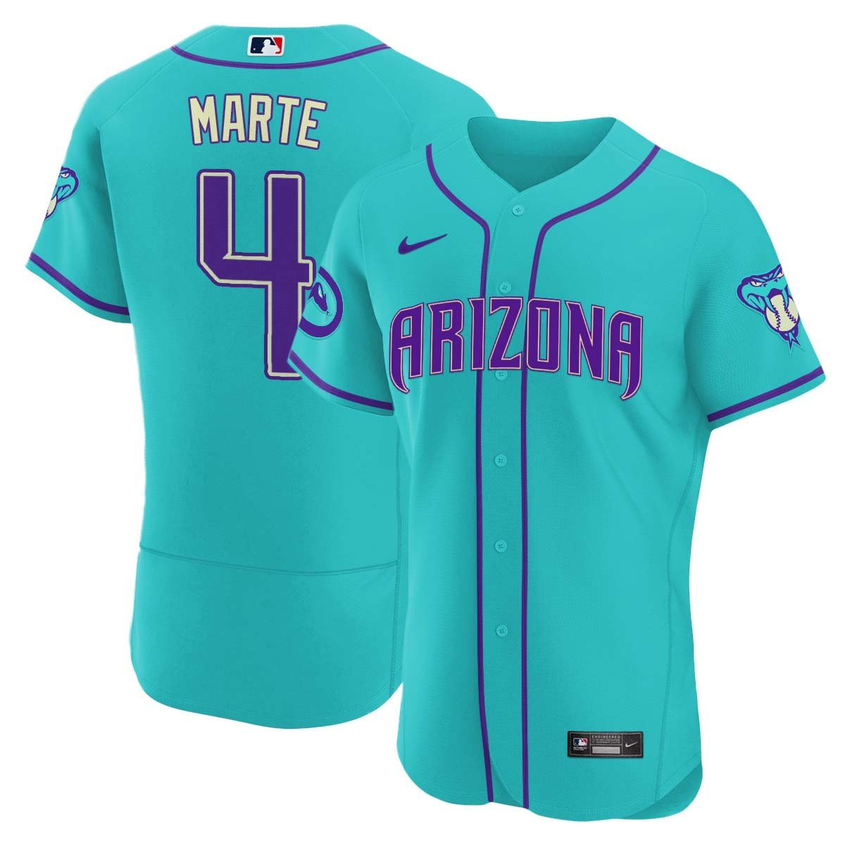Ketel Marte Men's 2024 Arizona Diamondbacks Teal Purple Flex Arizona Jersey - All Stitched