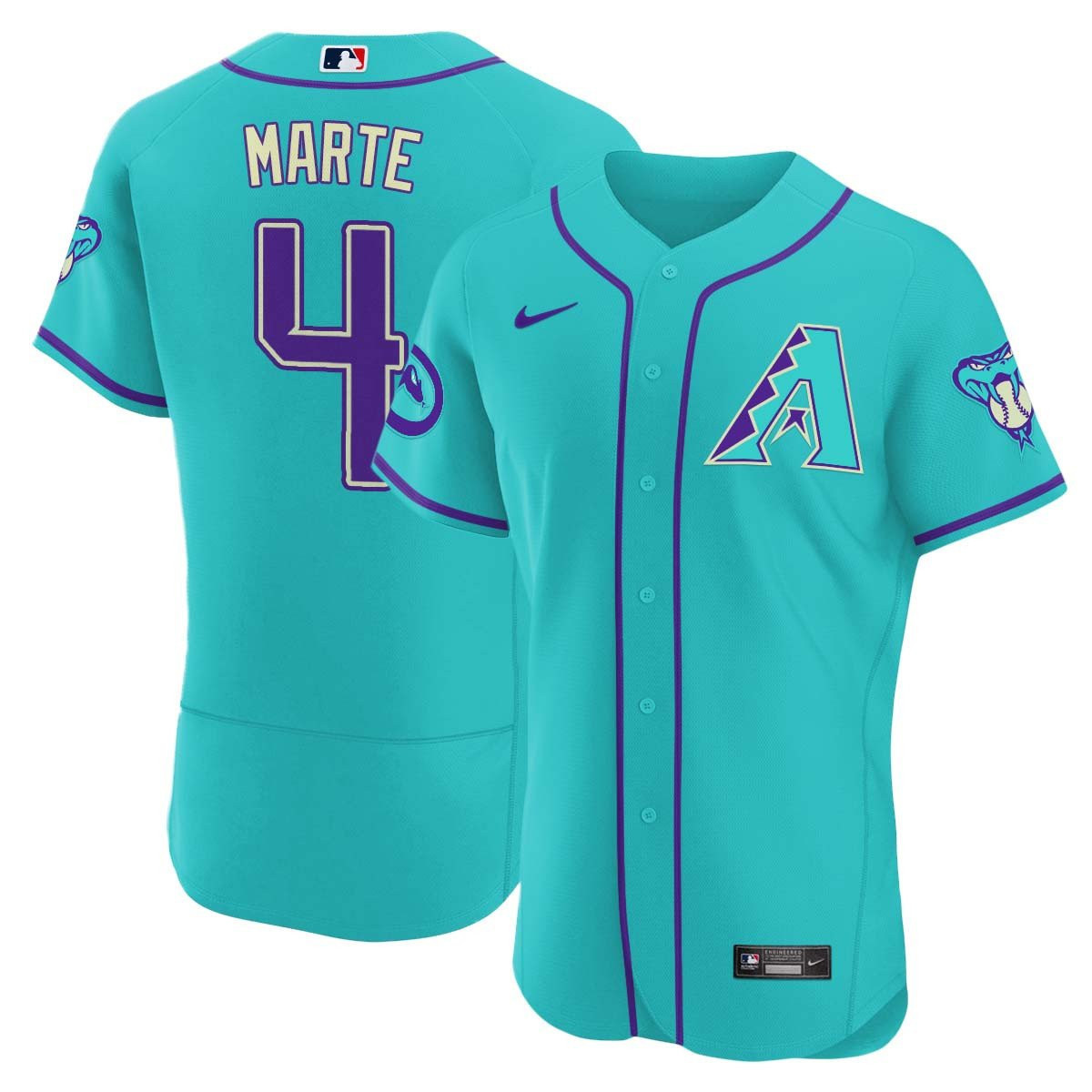 Ketel Marte Men's 2024 Arizona Diamondbacks Teal Purple Flex Base Jersey - All Stitched