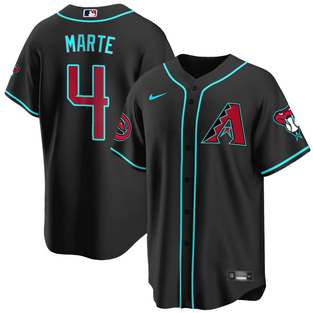 Ketel Marte Men's Arizona Diamondbacks 2024 Cool Base Black Alternate Jersey - All Stitched
