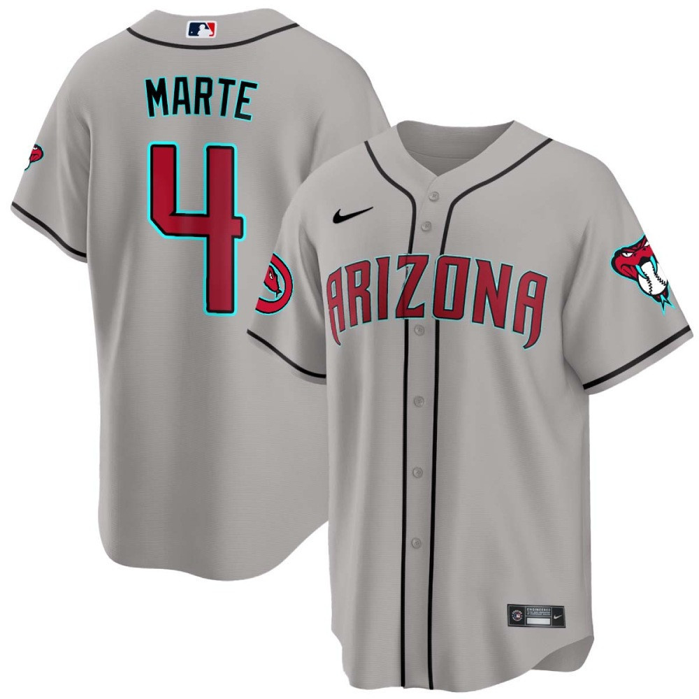 Ketel Marte Men's Arizona Diamondbacks 2024 Cool Base Gray Road Jersey - All Stitched