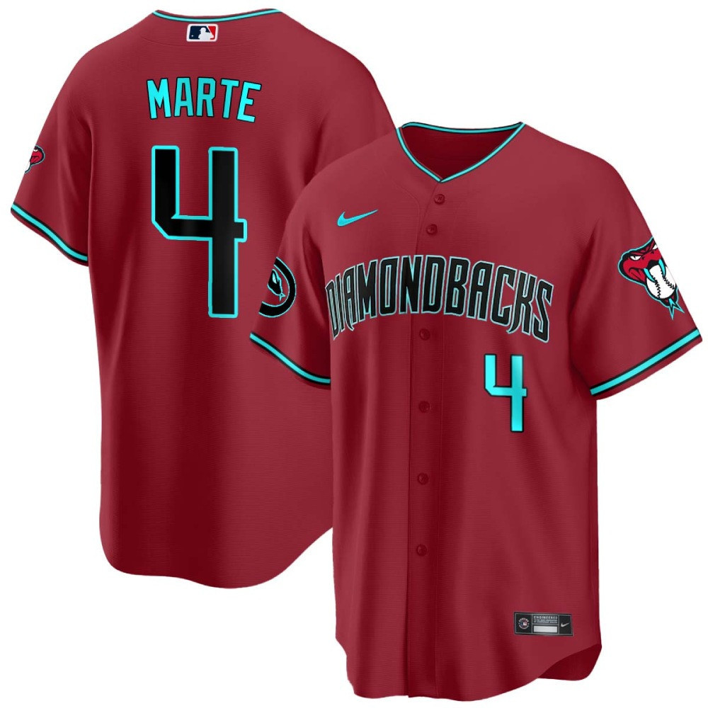 Ketel Marte Men's Arizona Diamondbacks 2024 Cool Base Red Alternate Jersey - All Stitched