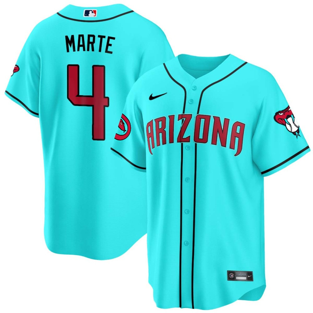 Ketel Marte Men's Arizona Diamondbacks 2024 Cool Base V2 Teal Arizona Jersey - All Stitched