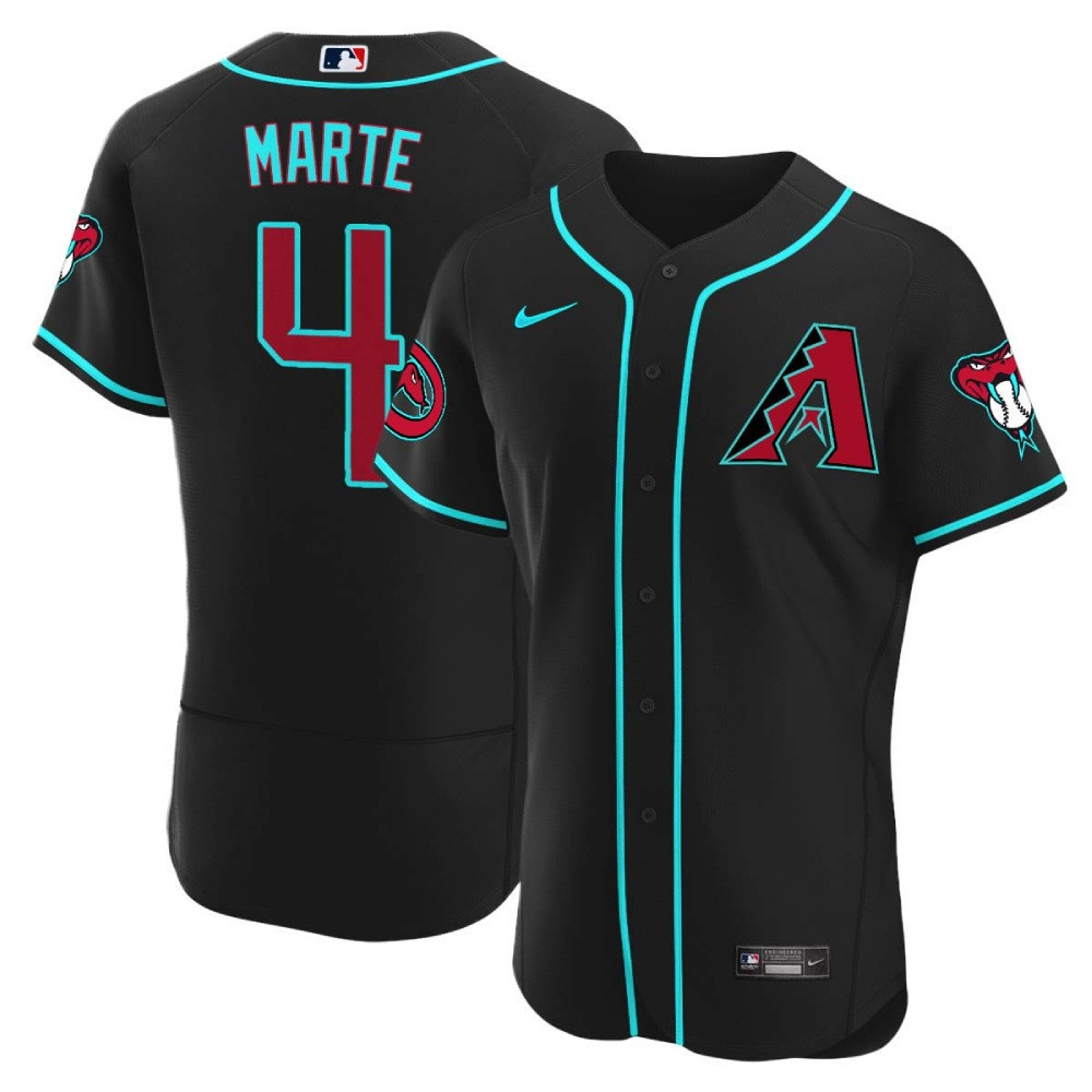 Ketel Marte Men's Arizona Diamondbacks 2024 Flex Base Black Alternate Jersey - All Stitched