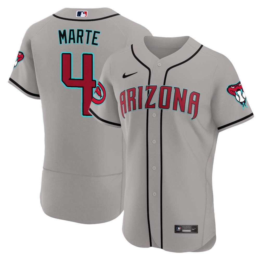 Ketel Marte Men's Arizona Diamondbacks 2024 Flex Base Gray Road Jersey - All Stitched