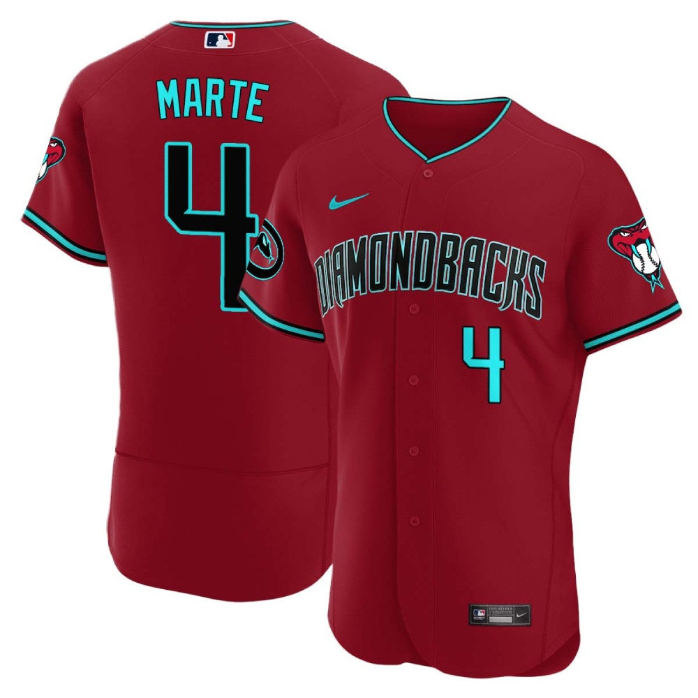 Ketel Marte Men's Arizona Diamondbacks 2024 Flex Base Red Alternate Jersey - All Stitched