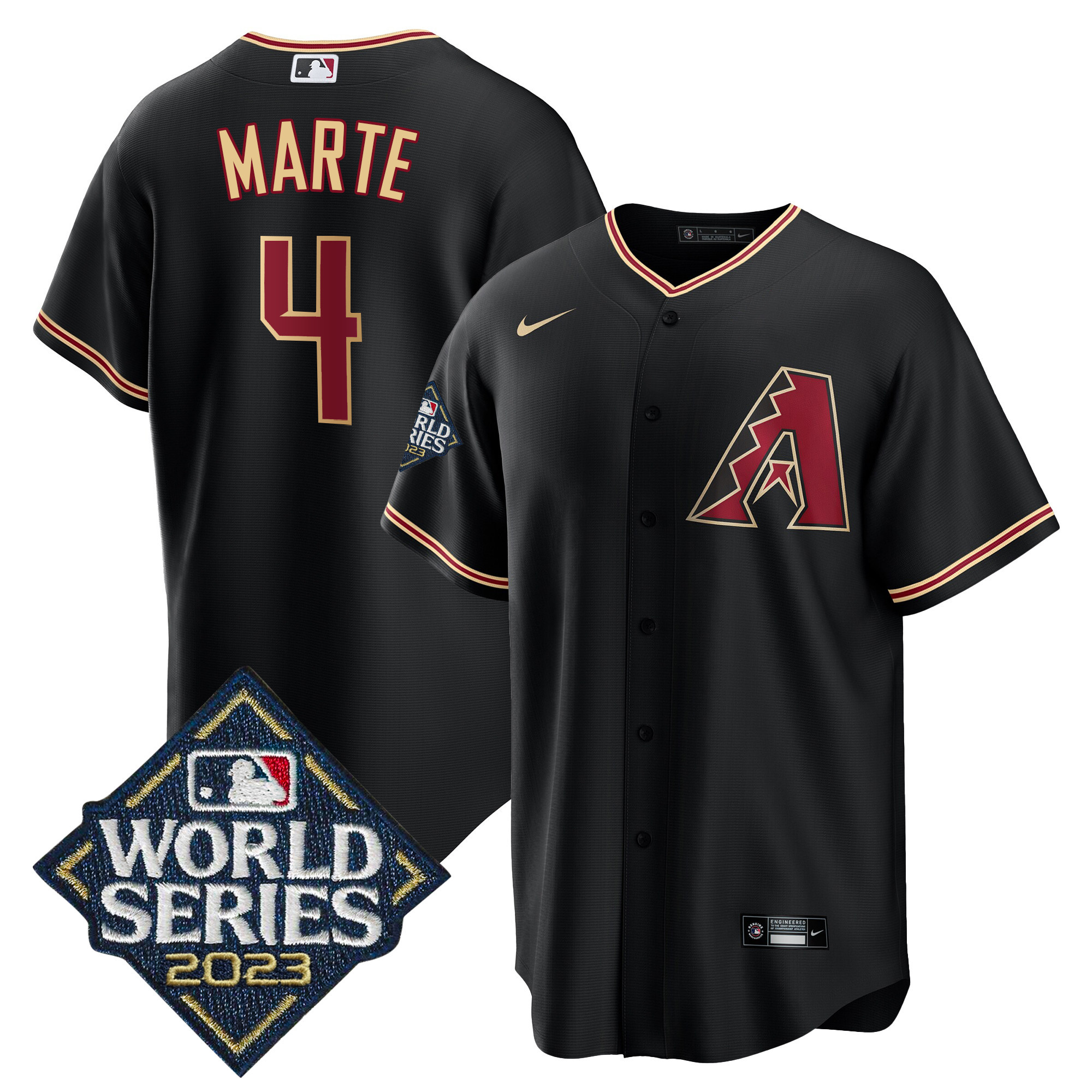 Ketel Marte Men's Arizona Diamondbacks Black 2023 World Series Cool Black Jersey - All Stitched