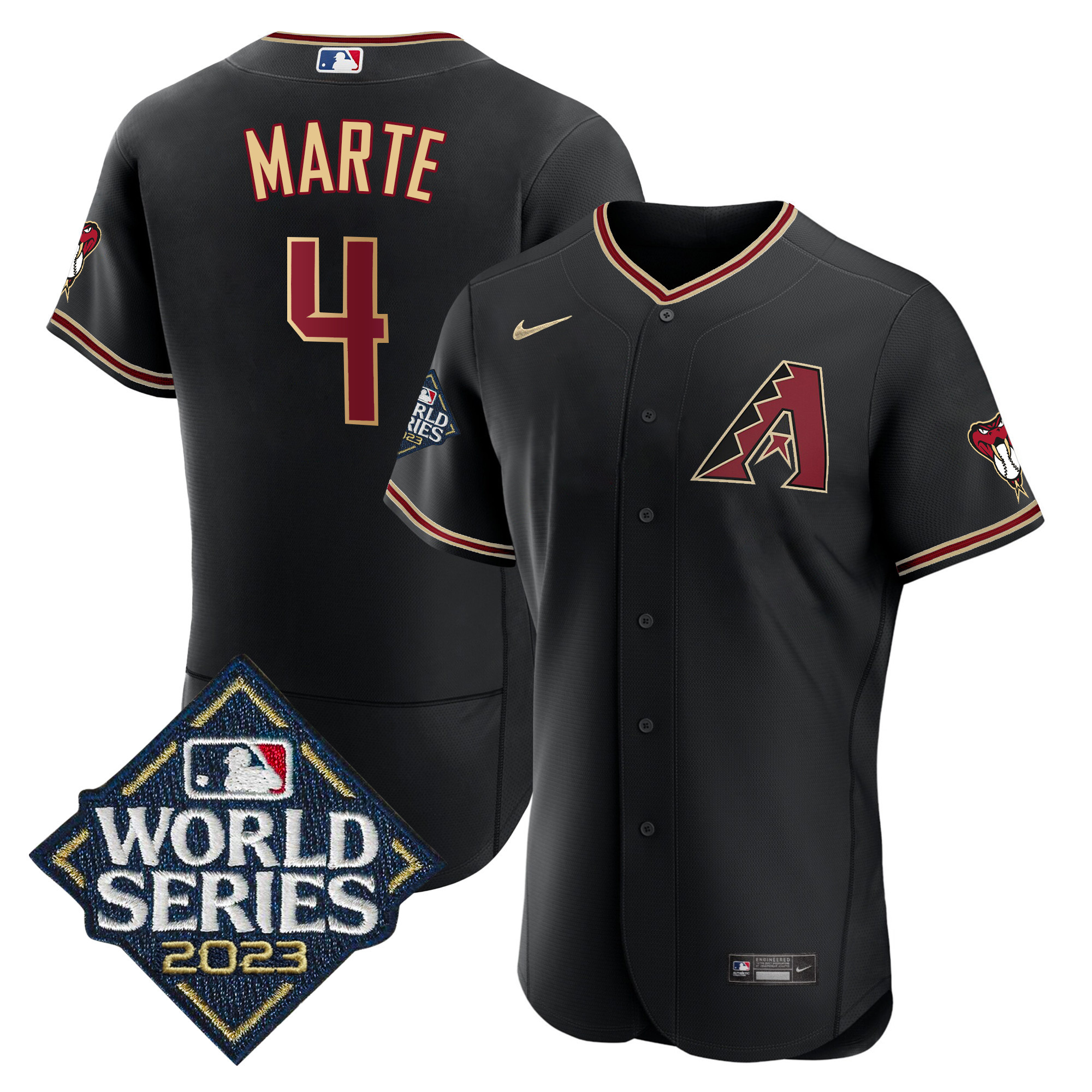 Ketel Marte Men's Arizona Diamondbacks Black 2023 World Series Flex Black Jersey - All Stitched