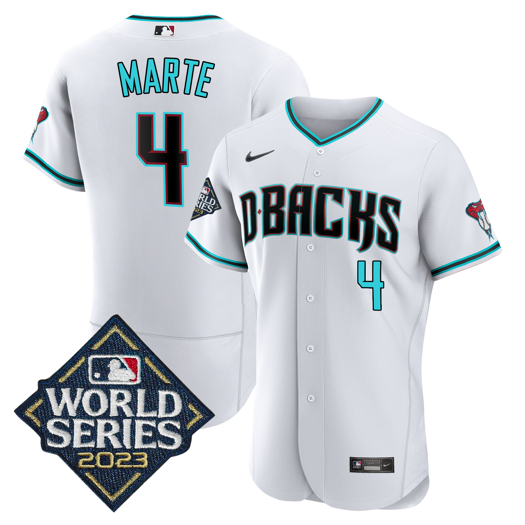 Ketel Marte Men's Arizona Diamondbacks White 2023 World Series Flex White Jersey - All Stitched