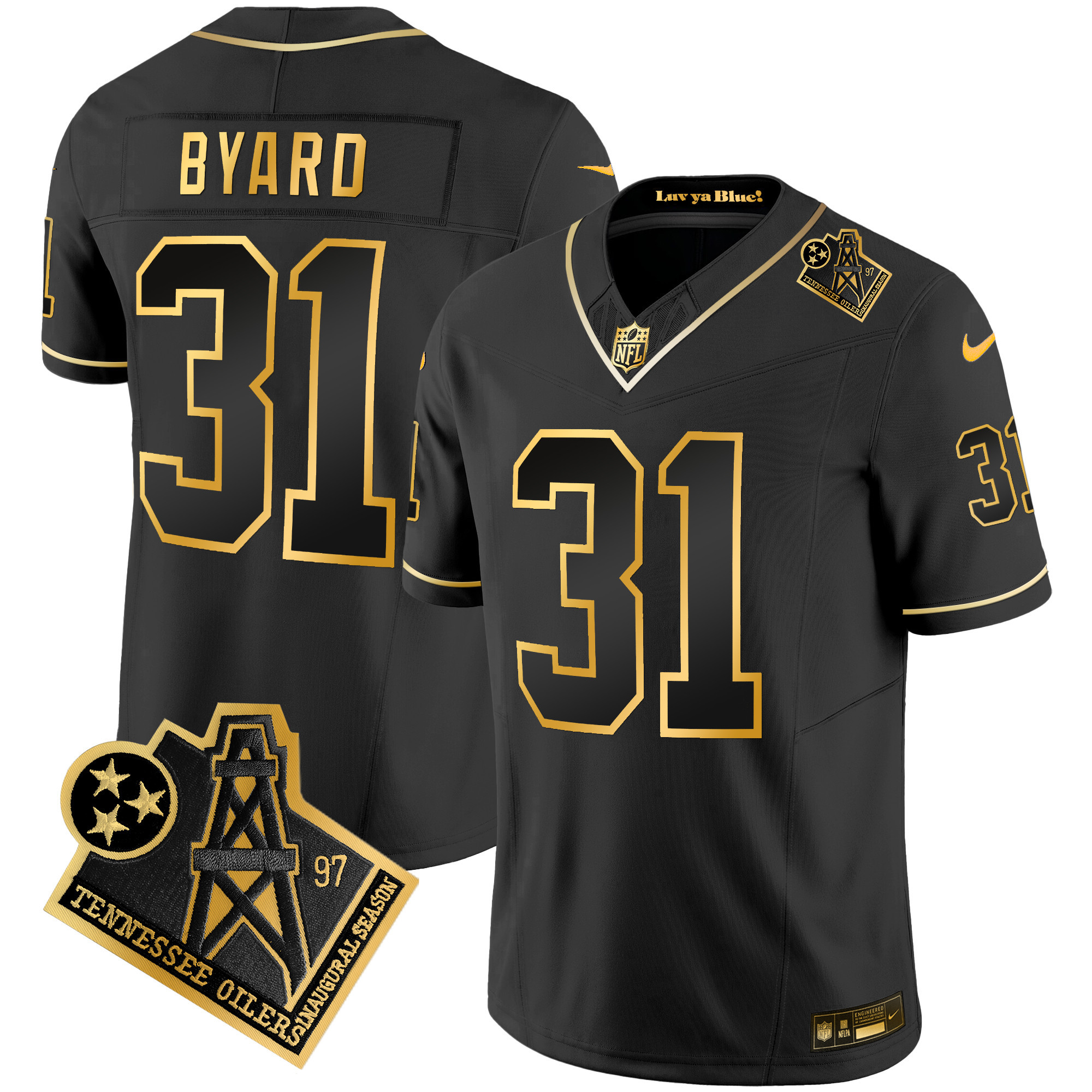 Kevin Byard Men's Tennessee Titans 1997 Throwback Gold Vapor Black Gold Jersey - All Stitched 