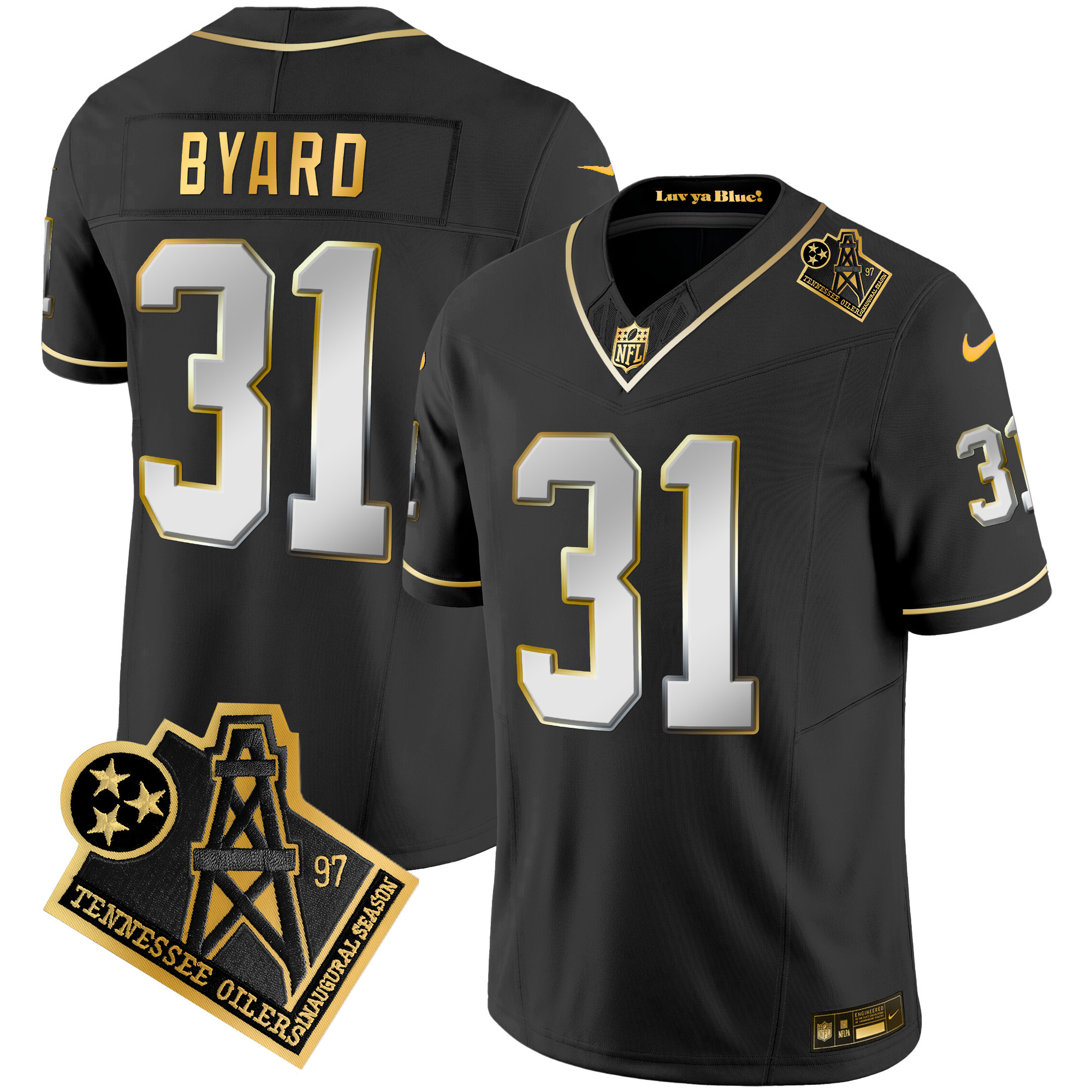 Kevin Byard Men's Tennessee Titans 1997 Throwback Gold Vapor Black Limited Jersey - All Stitched 