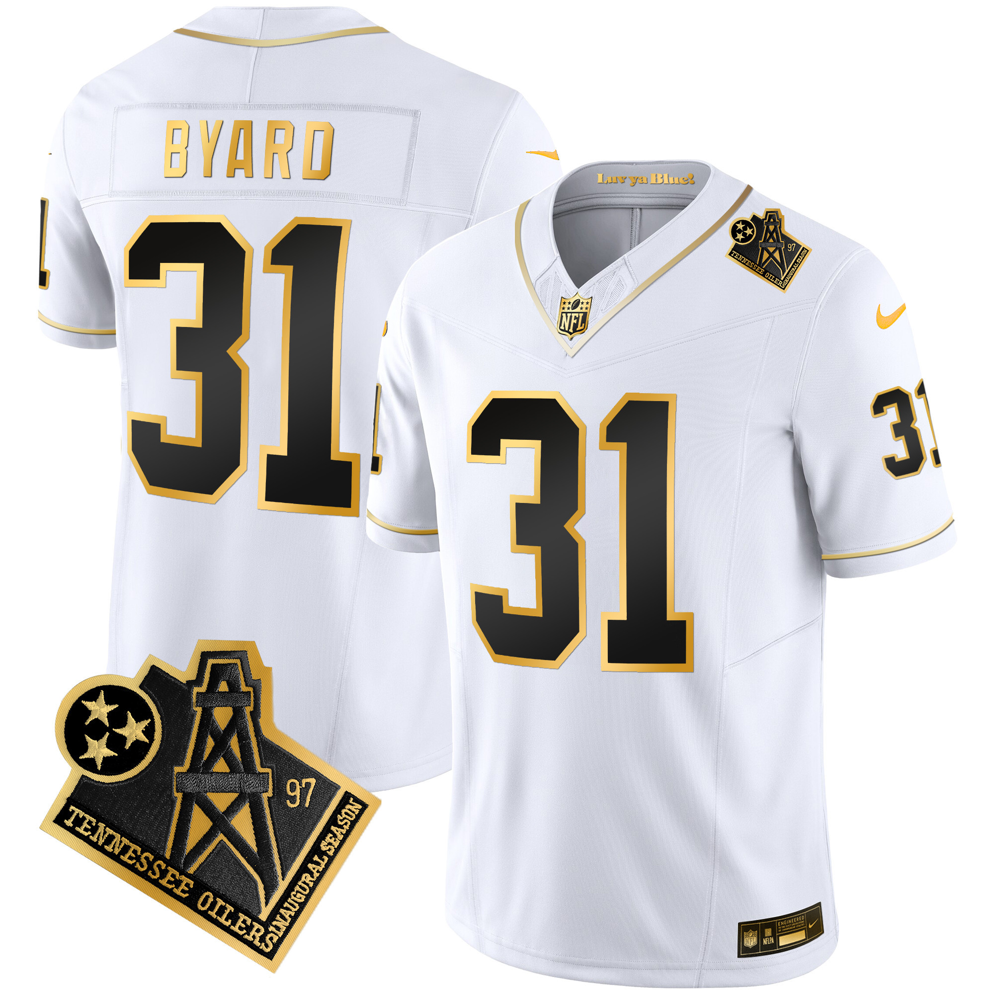 Kevin Byard Men's Tennessee Titans 1997 Throwback Gold Vapor White Gold Jersey - All Stitched 
