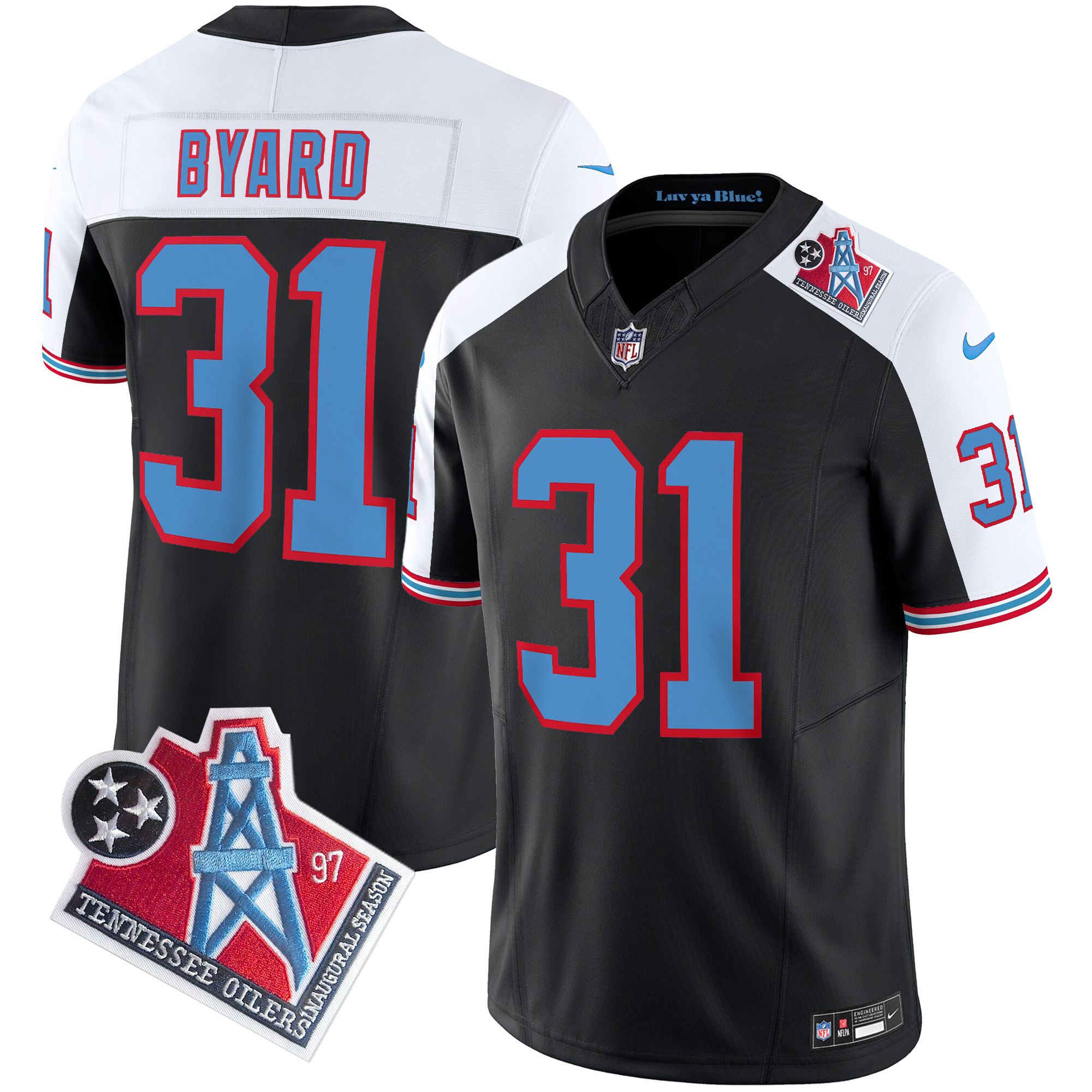 Kevin Byard Men's Tennessee Titans 1997 Throwback Limited Vapor Black Alternate Jersey - All Stitched 