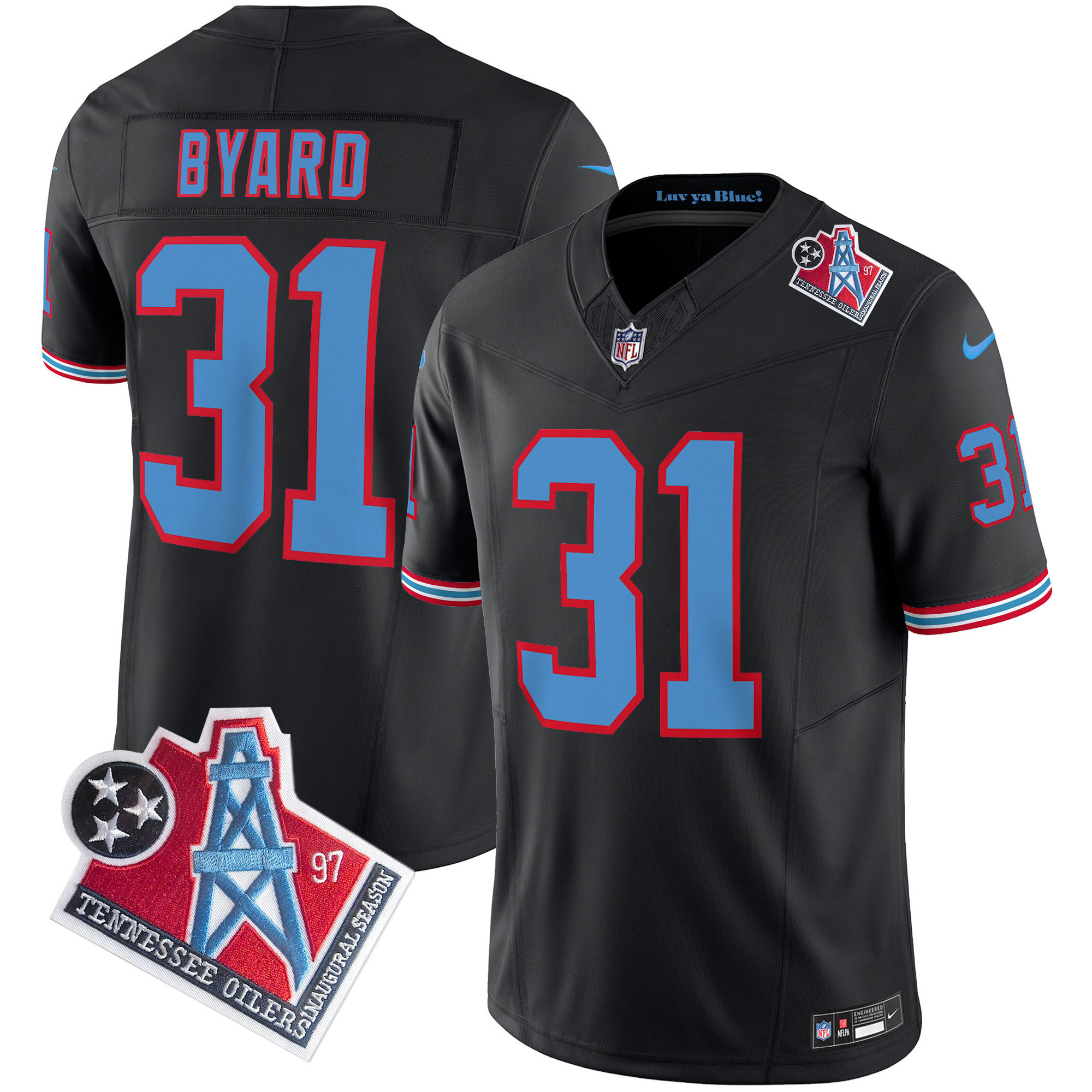 Kevin Byard Men's Tennessee Titans 1997 Throwback Limited Vapor Black Jersey - All Stitched 