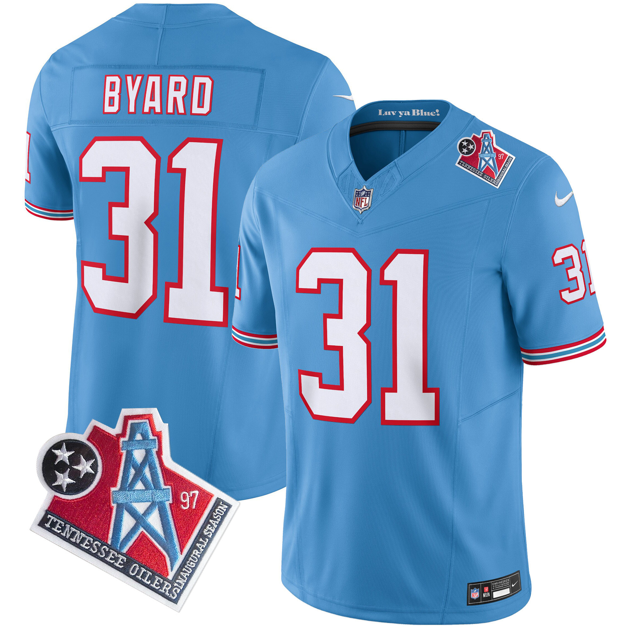 Kevin Byard Men's Tennessee Titans 1997 Throwback Limited Vapor Light Blue Jersey - All Stitched 