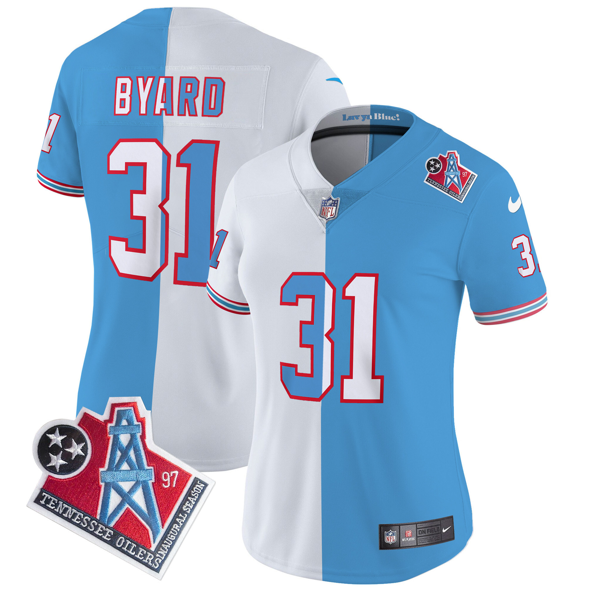 Kevin Byard Women's Tennessee Titans 1997 Throwback Limited Vapor Split Jersey - All Stitched 