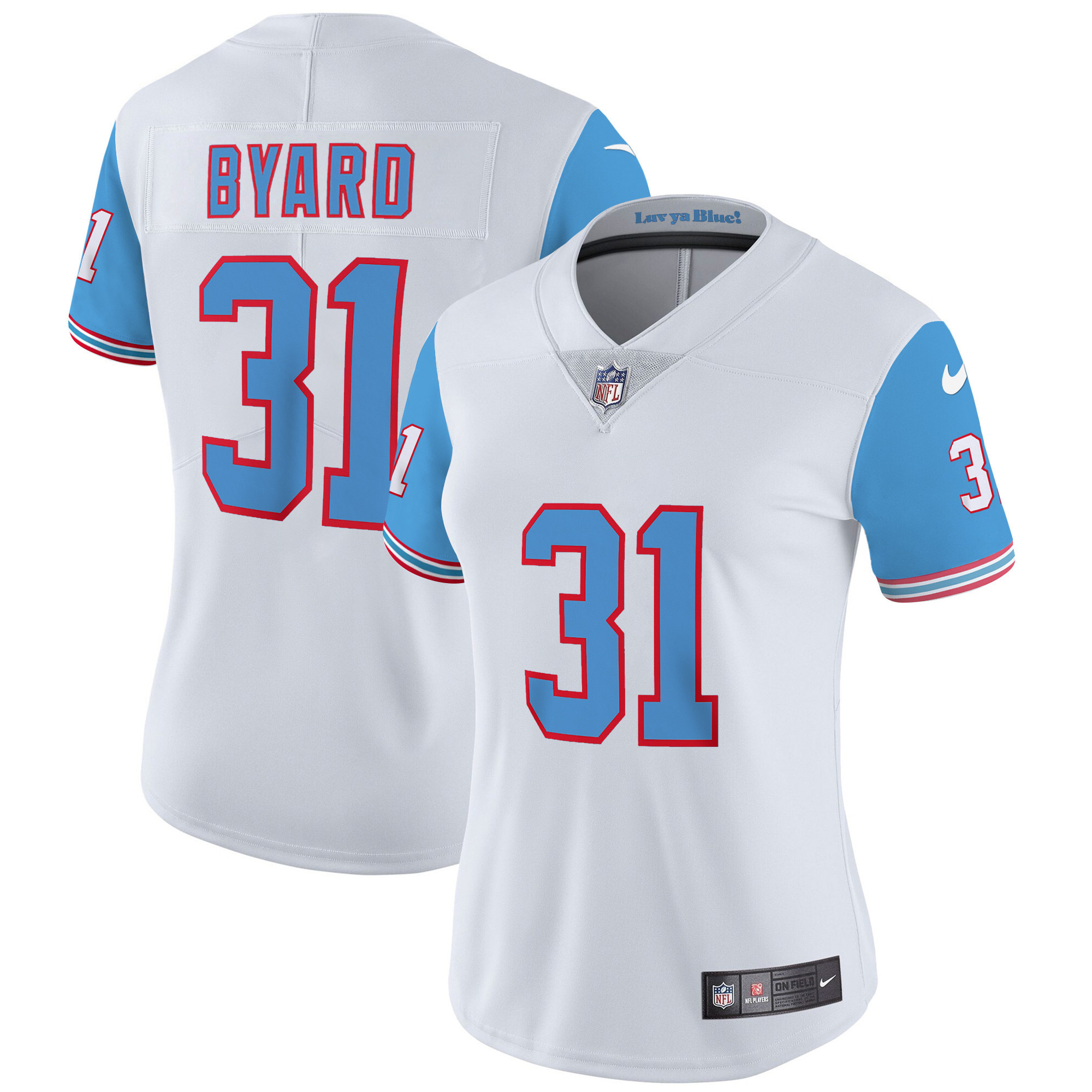 Kevin Byard Women's Tennessee Titans Throwback Limited Vapor Blue Sleeves Jersey - All Stitched 