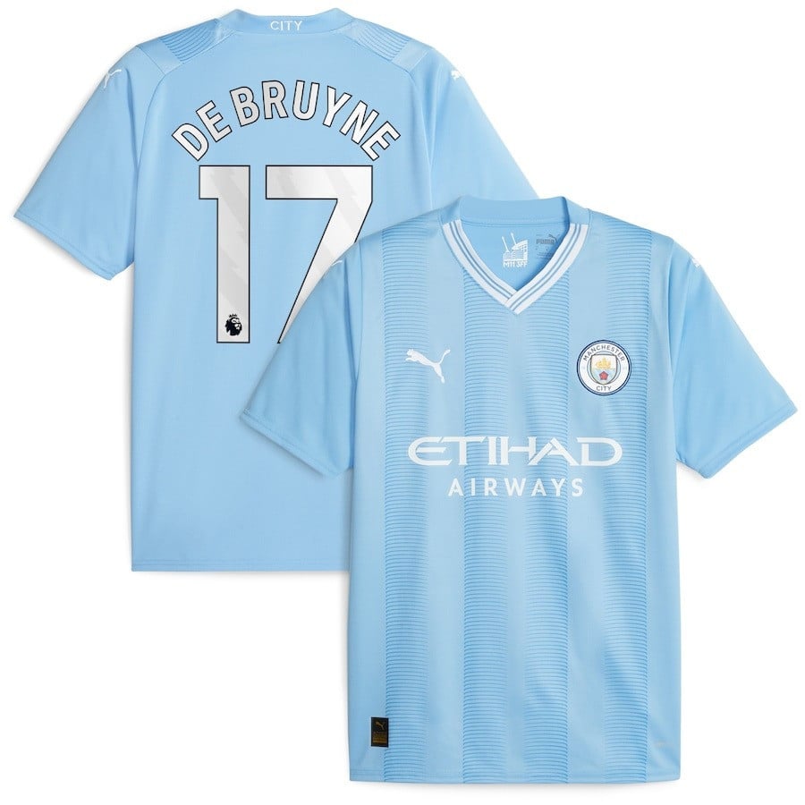 Kevin De 17 Bruyne Manchester City 2023/24 Home Player Jersey – Sky Blue