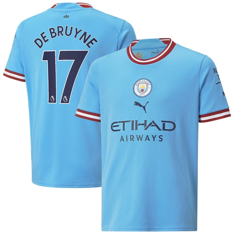Kevin De Bruyne 17 Manchester City Youth 2022/23 Home Player Jersey – Sky Blue