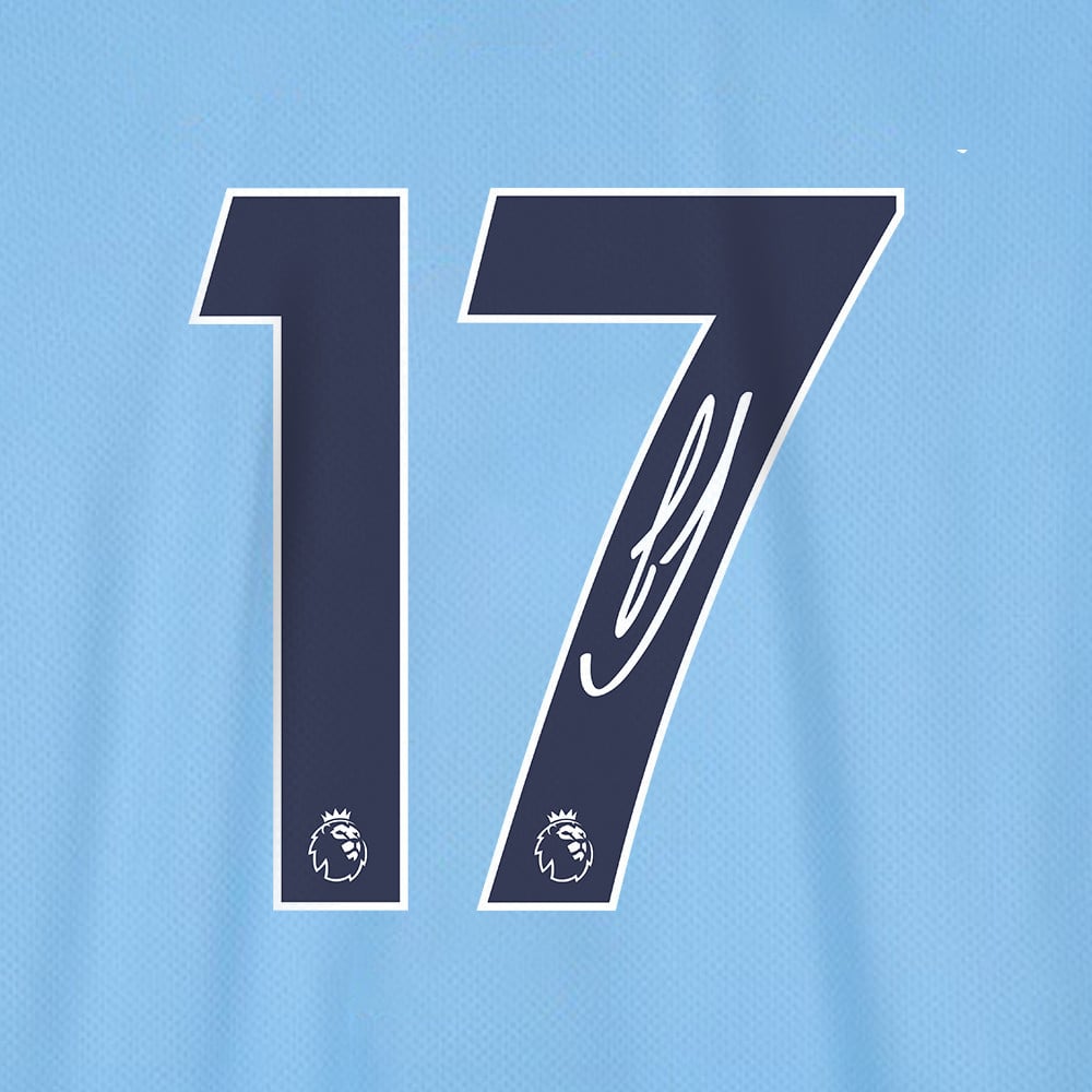 Kevin De Bruyne 17 Signed Manchester City 2022/23 Home Men Jersey – Blue