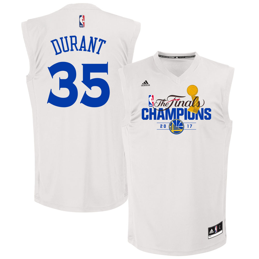 Kevin Durant Golden State Warriors #35 adidas White 2017 NBA Finals Champions Fashion White jersey
