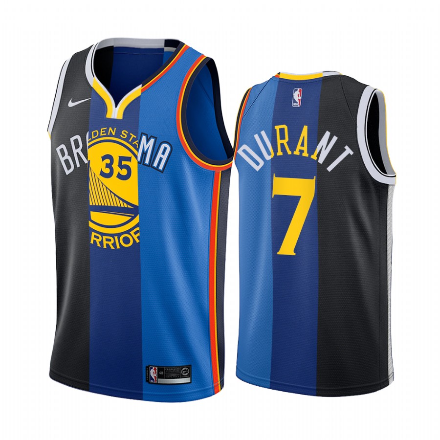 Kevin Durant Nets Warriors Thunder Split Jersey 24000 career pionts Uniform #7