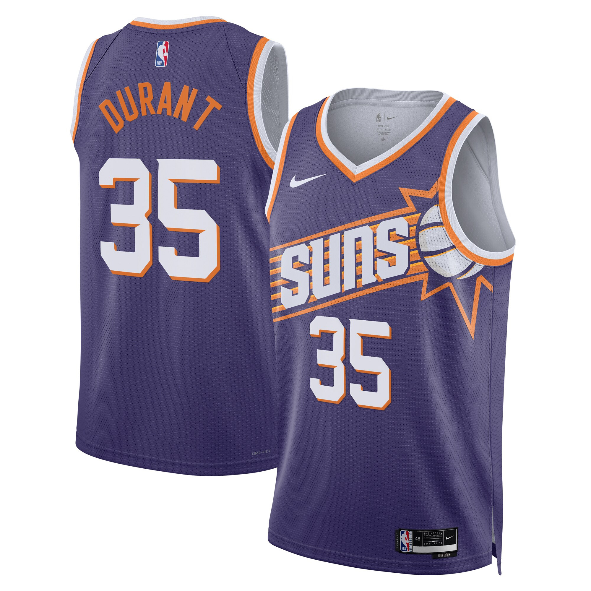 Kevin Durant Phoenix Suns Purple Icon Edition Jersey - All Stitched