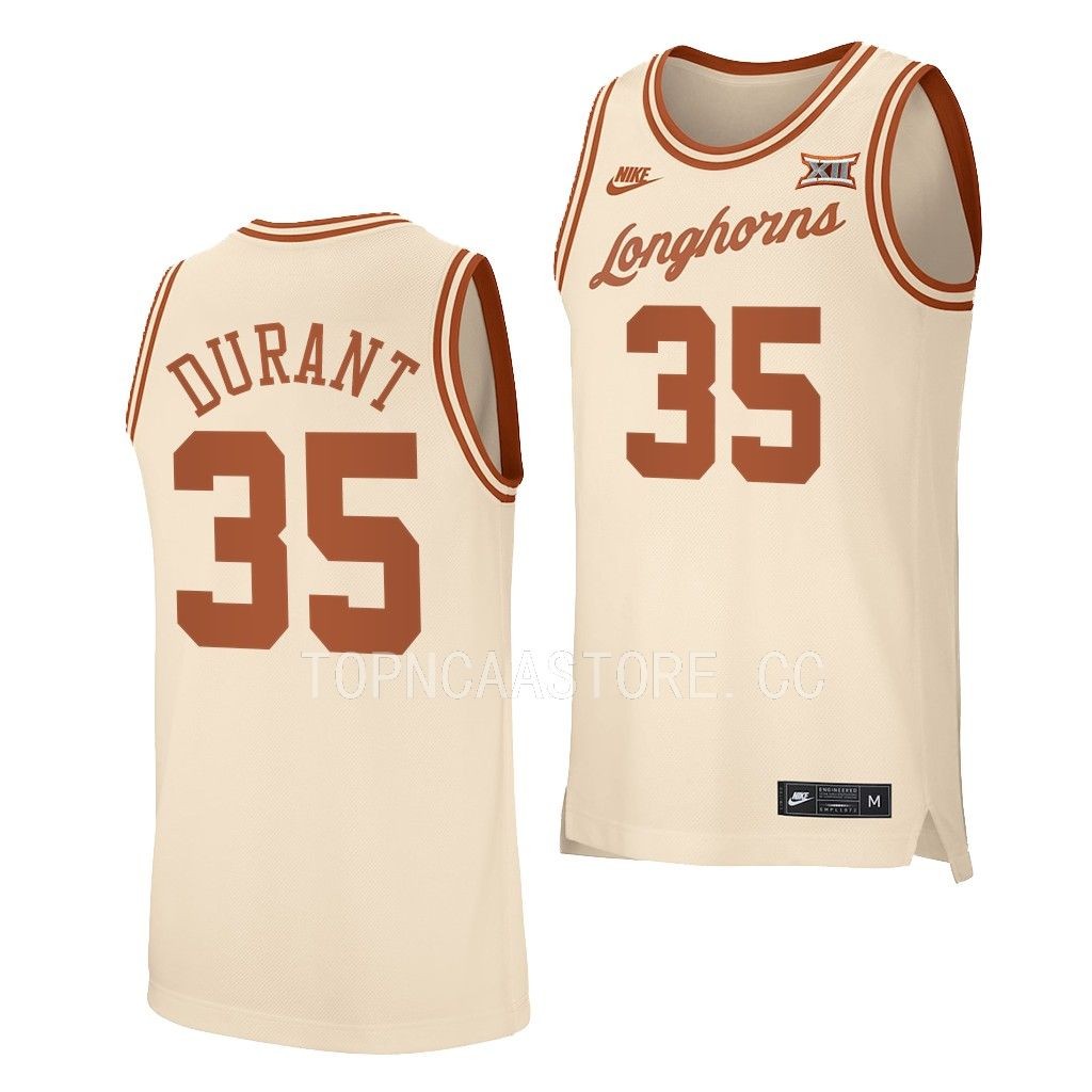 Kevin Durant Texas Longhorns #35 Cream Retro Jersey Alumni