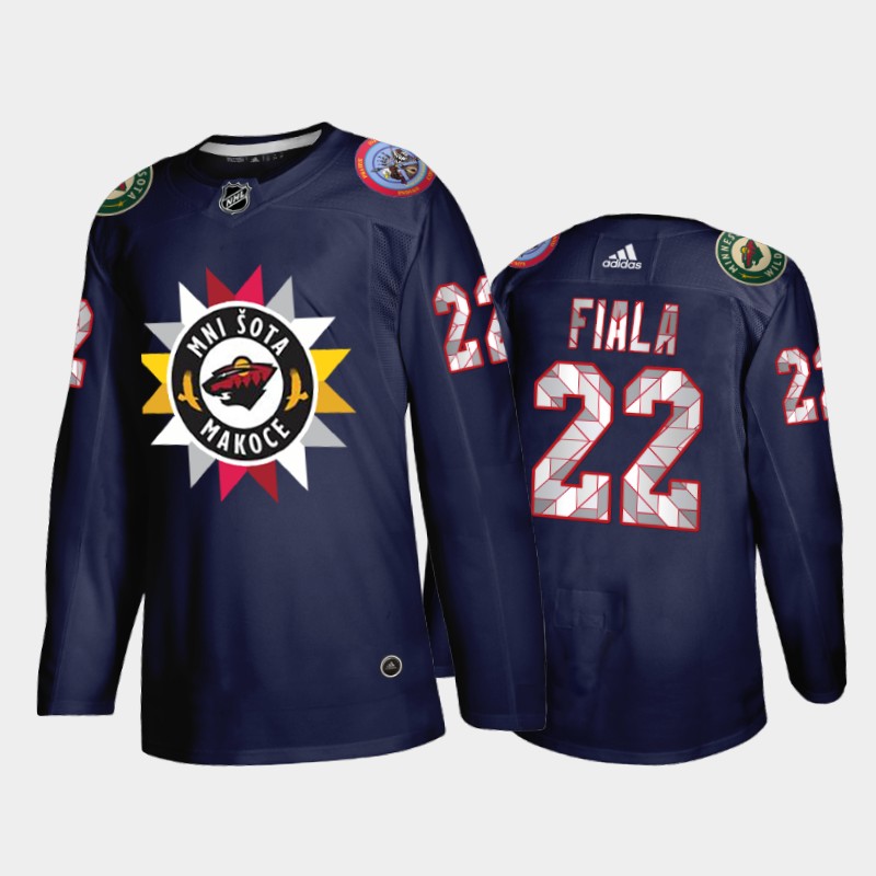 Kevin Fiala #22 Minnesota Wild Native American Heritage Day 2021-22 Navy Jersey