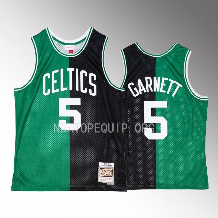 Kevin Garnett Hardwood Classics 2007-08 Jersey Boston Celtics #5 Black Green Split Swingman Men's Shirt