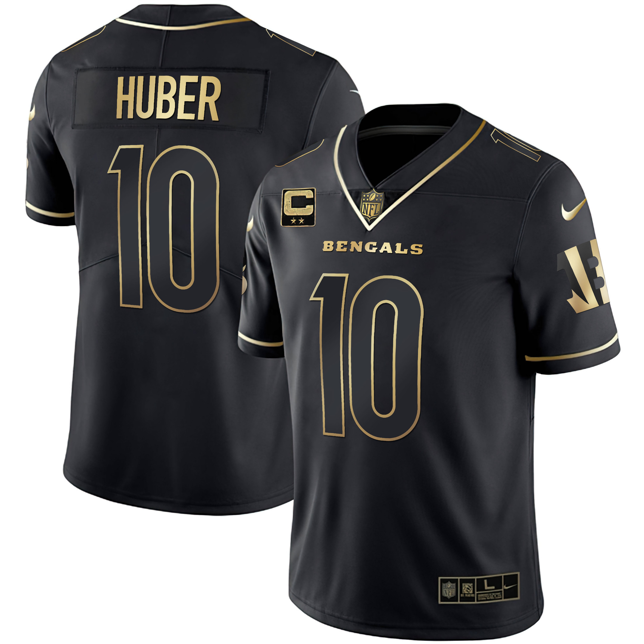 Kevin Huber Women's Cincinnati Bengals White Gold & Black Gold Black Gold Jersey - All Stitched 