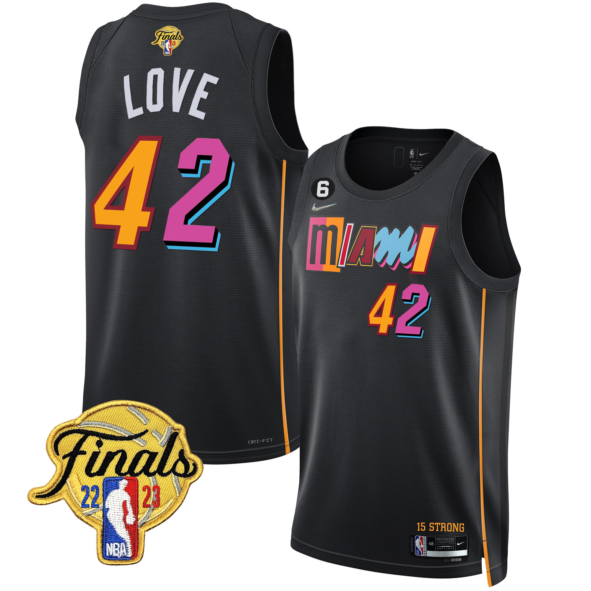Kevin Love Men's Miami Heat 2023 Finals Patch Collection City Black Jersey - All Stitched