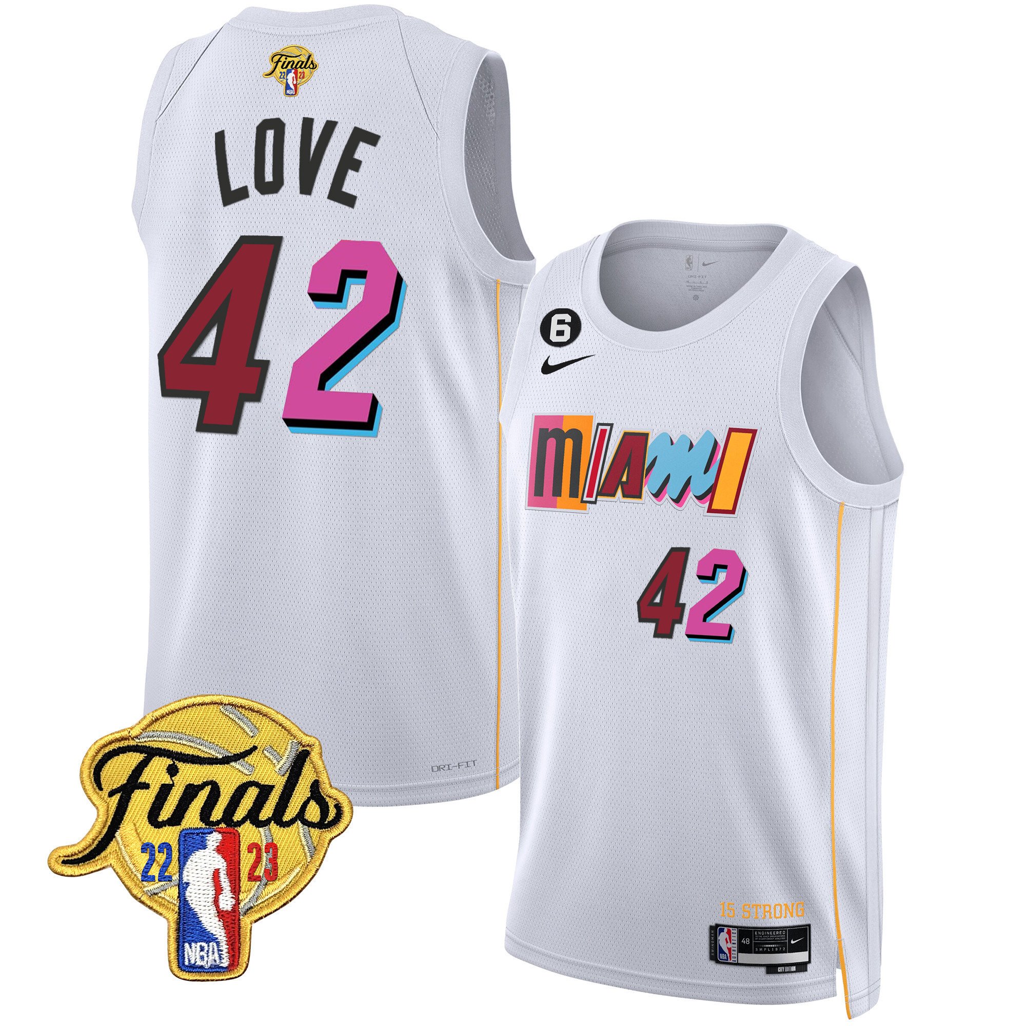 Kevin Love Men's Miami Heat 2023 Finals Patch Collection V2 City White Jersey - All Stitched