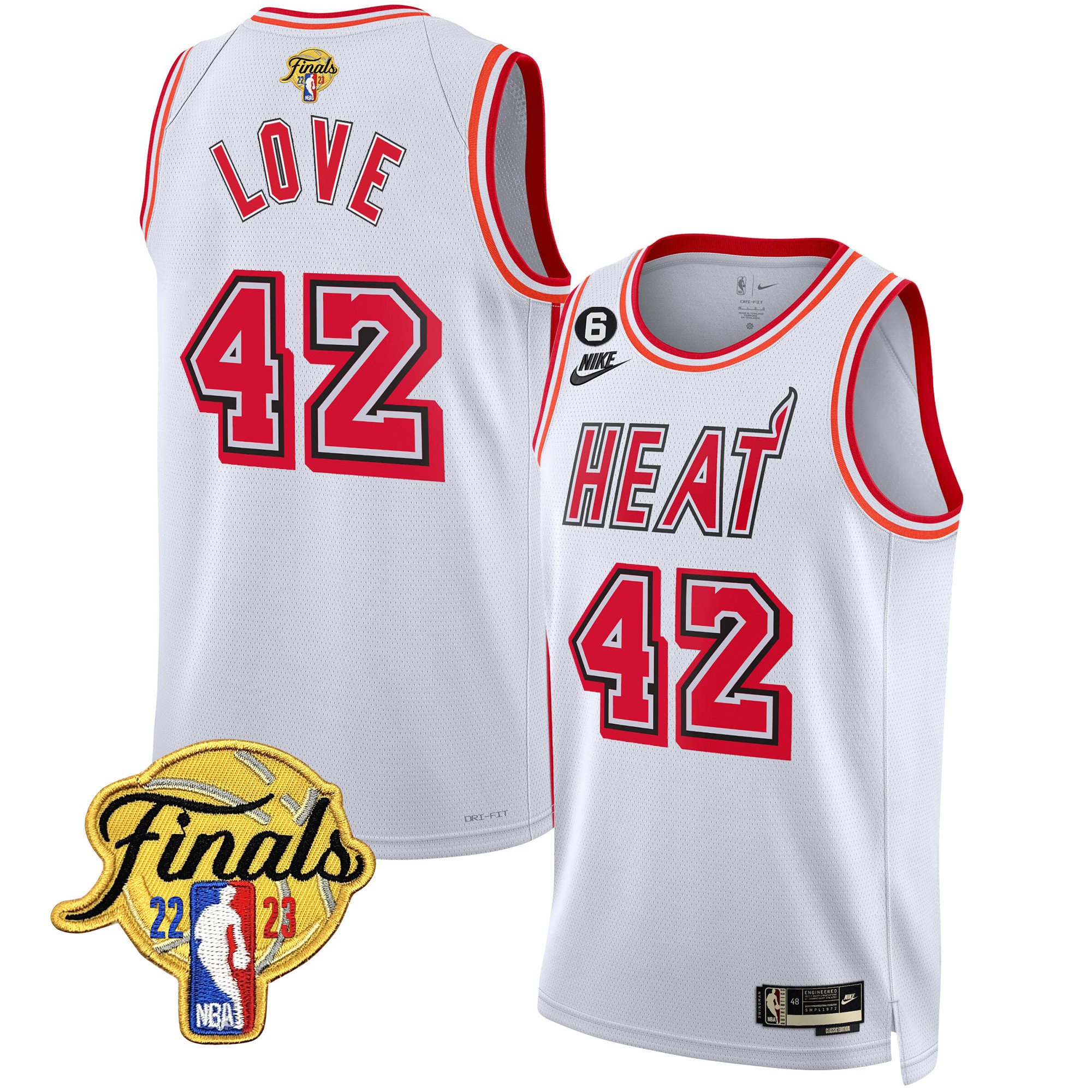 Kevin Love Men's Miami Heat 2023 Finals Patch Collection V4 Classic White Jersey - All Stitched