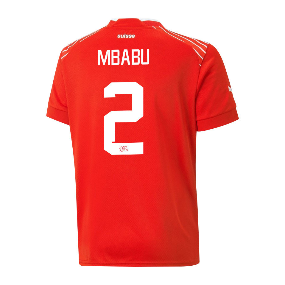 Kevin Mbabu 2 Switzerland National Team FIFA World Cup Qatar 2022 Patch – Home Men Soccer Jersey