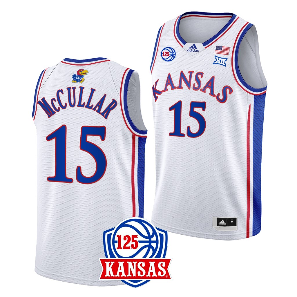 Kevin McCullar Kansas Jayhawks #15 White 125th Year Jersey 2022-23 Home