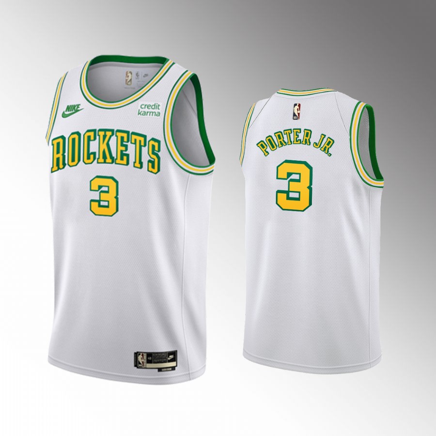 Kevin Porter Jr. 2022-23 Houston Rockets White #3 Classic Edition Jersey San Diego Throwbacks