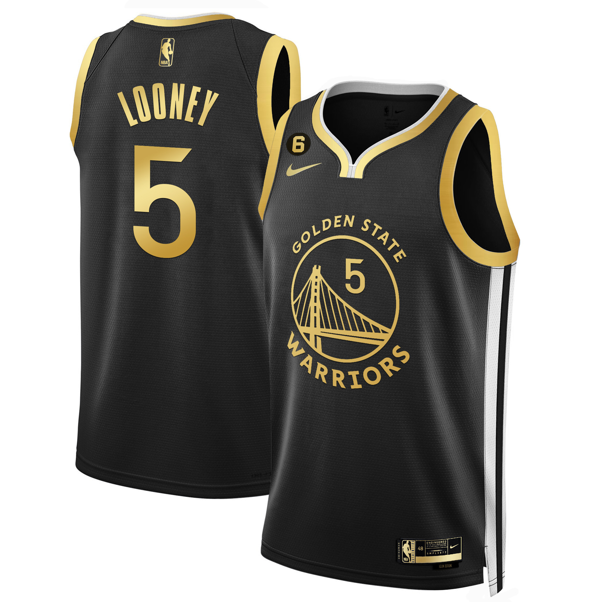 Kevon Looney Golden State Warriors Icon Black Gold Jersey - All Stitched