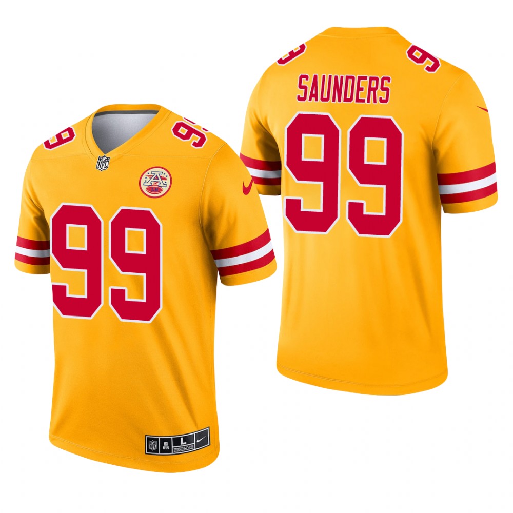 Khalen Saunders Kansas City Chiefs Yellow Jersey Inverted Legend - Men's