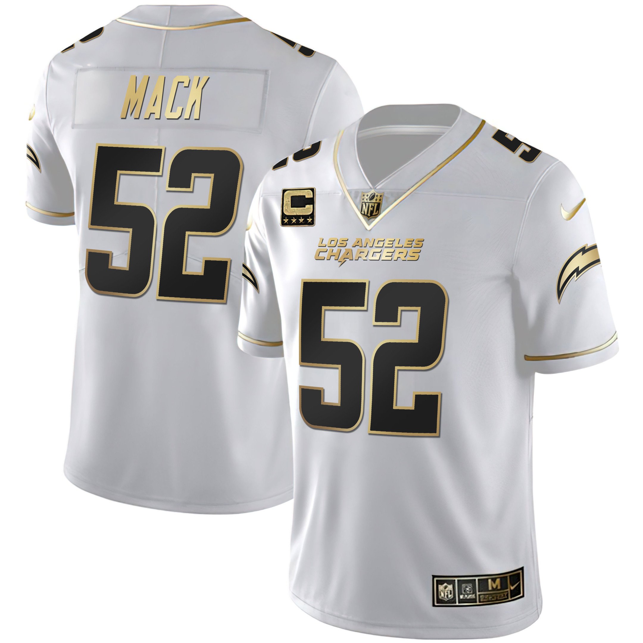 Khalil Mack Men's Los Angeles Chargers White Gold & Black Gold Jersey - All Stitched