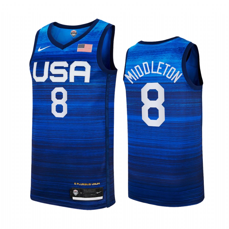 Khris Middleton USA #8 Blue Tokyo Olympics 2021 Away Jersey