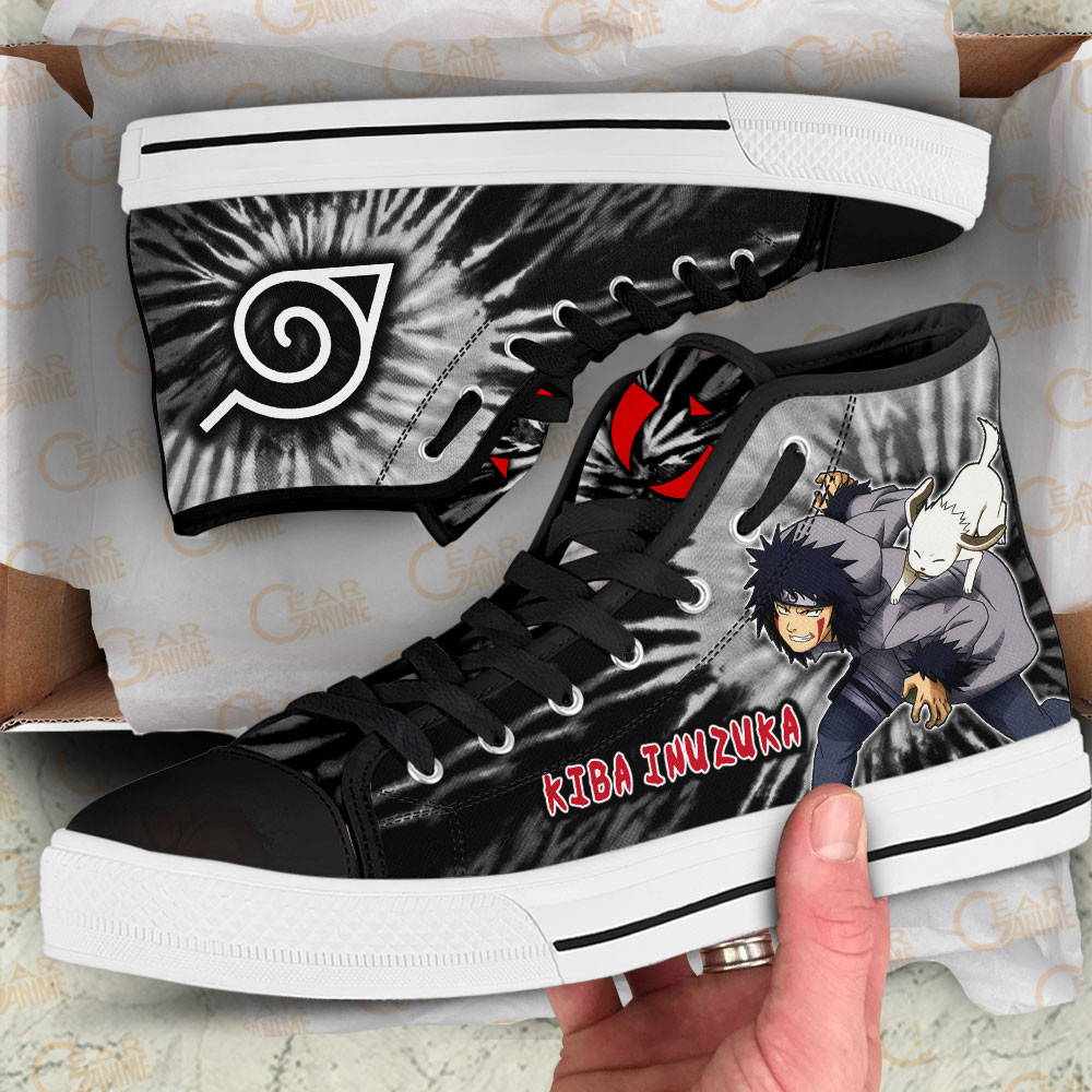 Kiba Inuzuka High Top Shoes Custom Anime Sneakers Tie Dye Style