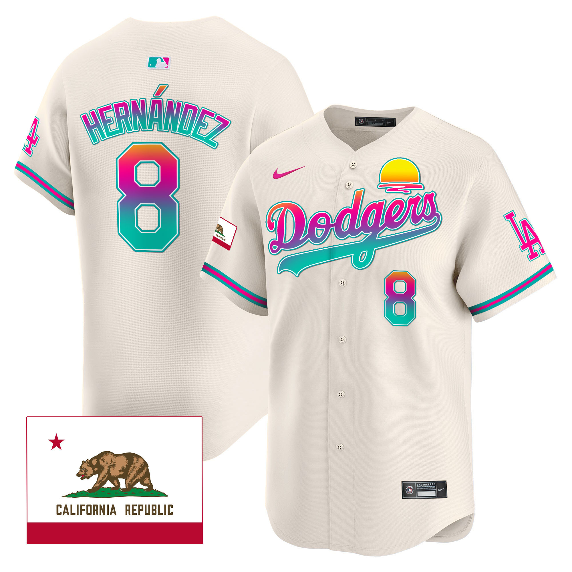 Kike Hernandez Men's Los Angeles Dodgers 2024 Los Angeles City Style Vapor Premier Limited Cream Jersey - All Stitched