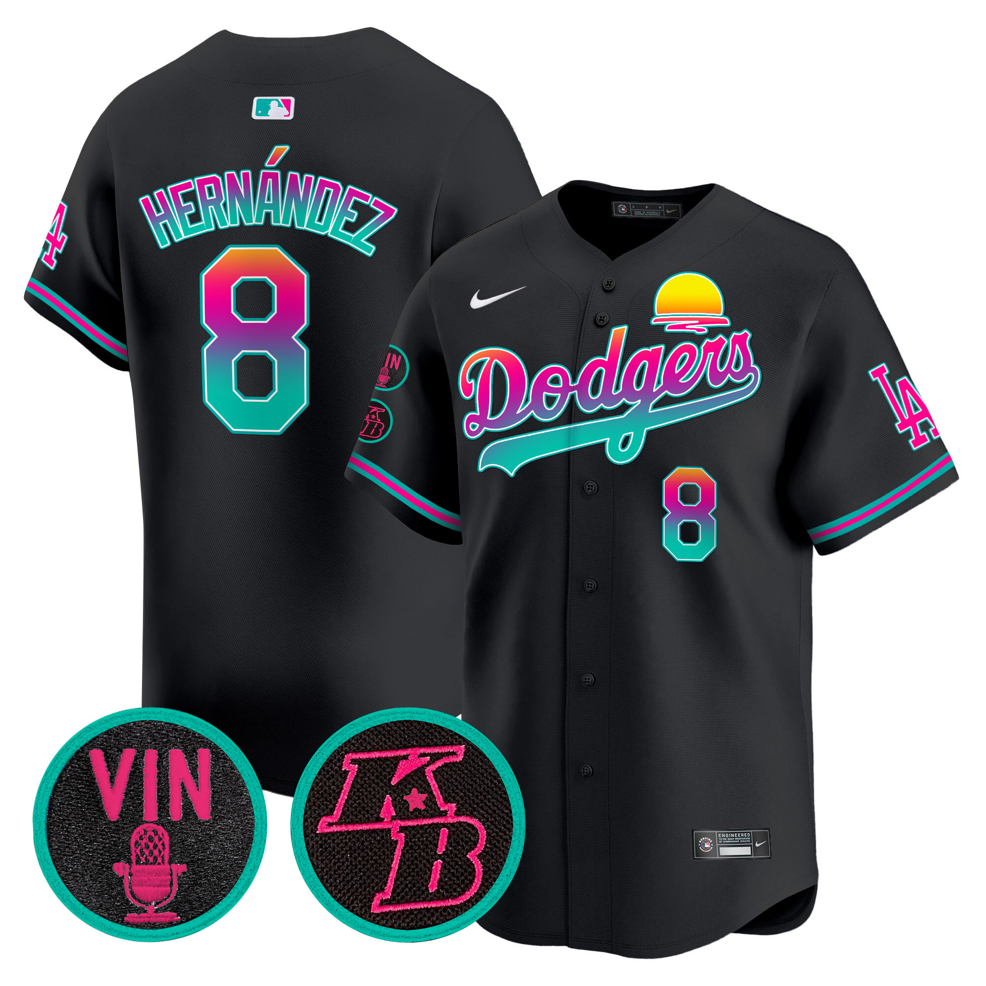 Kike Hernandez Men's Los Angeles Dodgers 2024 Los Angeles City Style Vapor Premier Limited V2 Black Jersey - All Stitched