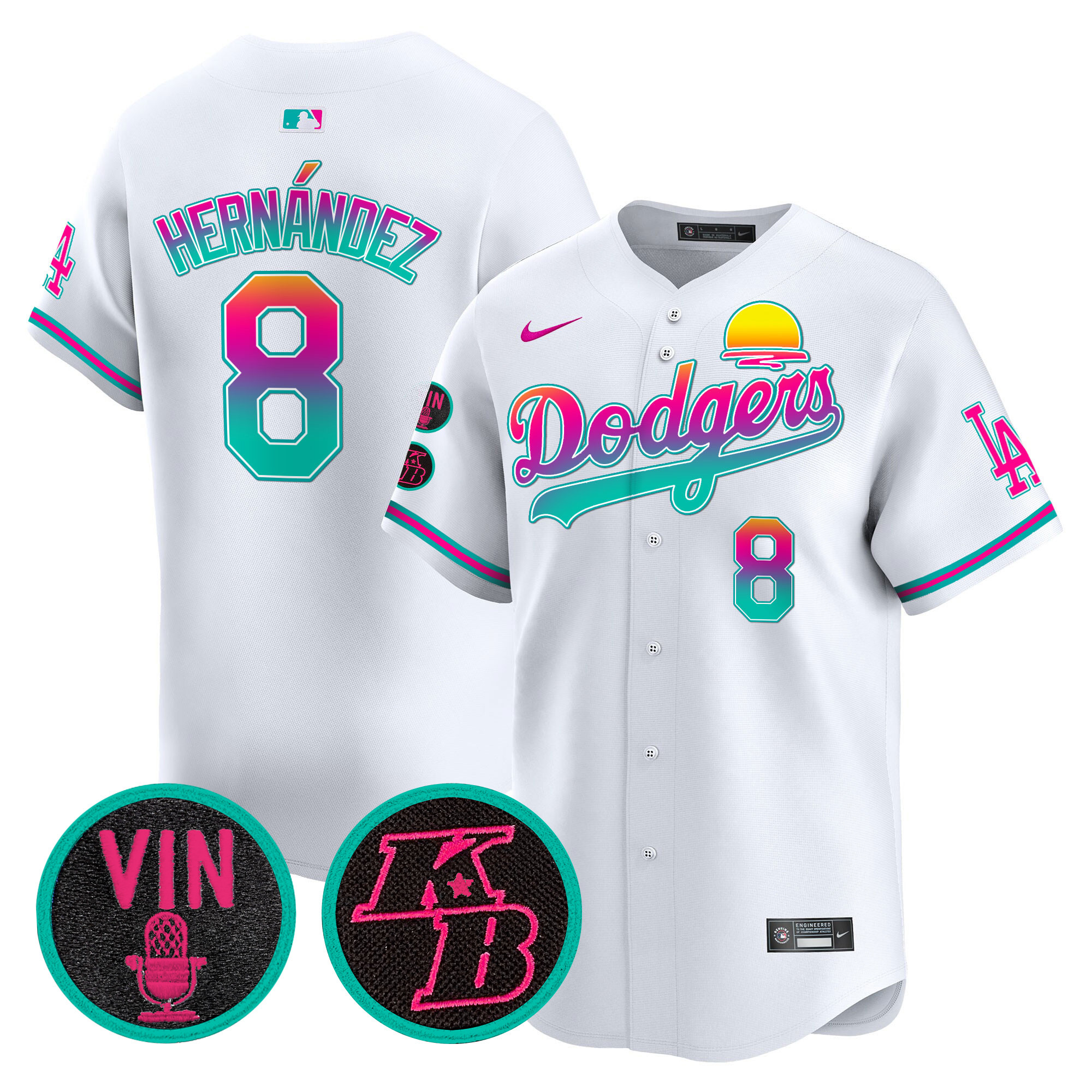 Kike Hernandez Men's Los Angeles Dodgers 2024 Los Angeles City Style Vapor Premier Limited V2 White Jersey - All Stitched