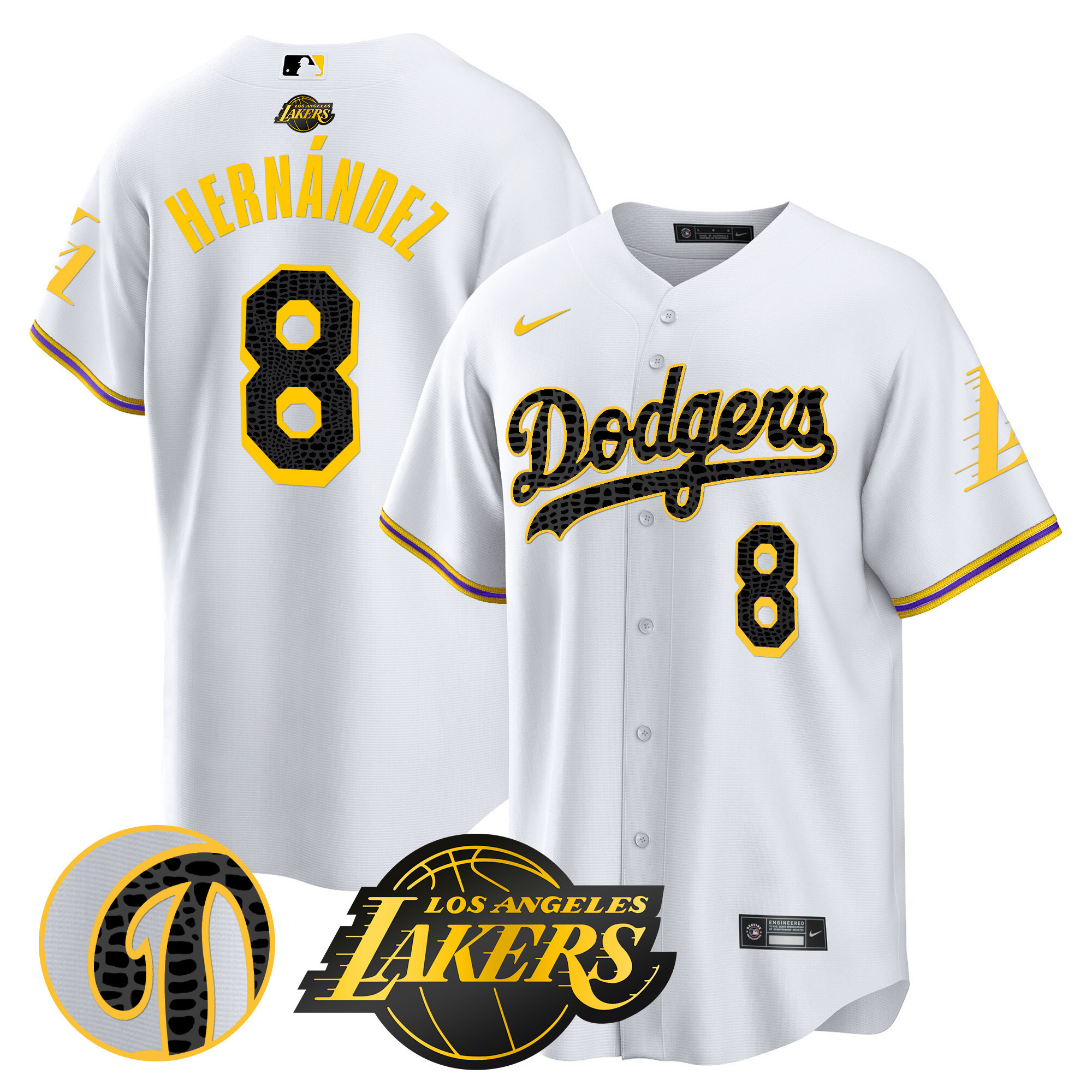 Kike Hernandez Men's Los Angeles Dodgers Cool Base Mamba White Jersey - All Stitched
