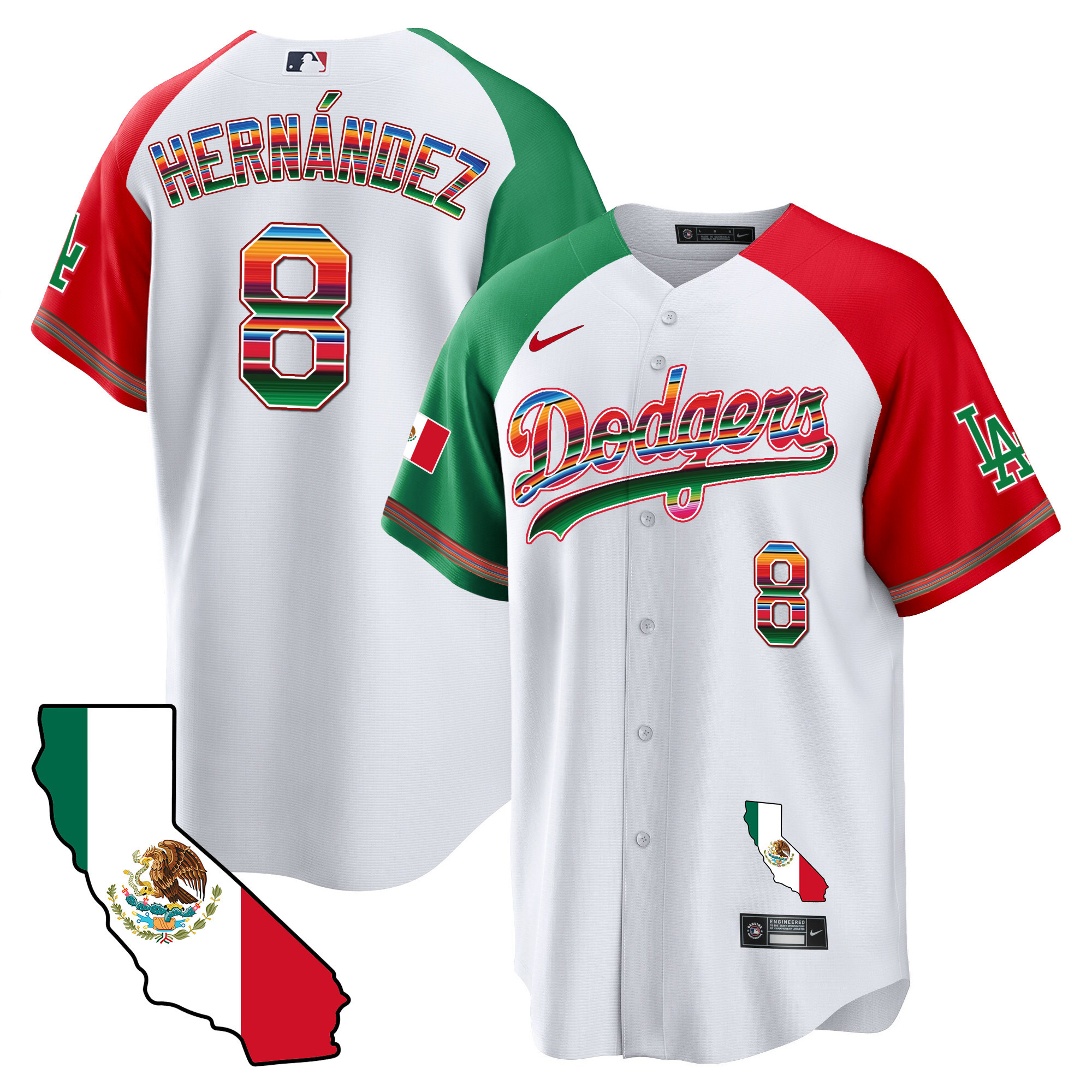 Kike Hernandez Men's Los Angeles Dodgers Mexico California Map Cool Base Alternate Jersey - All Stitched