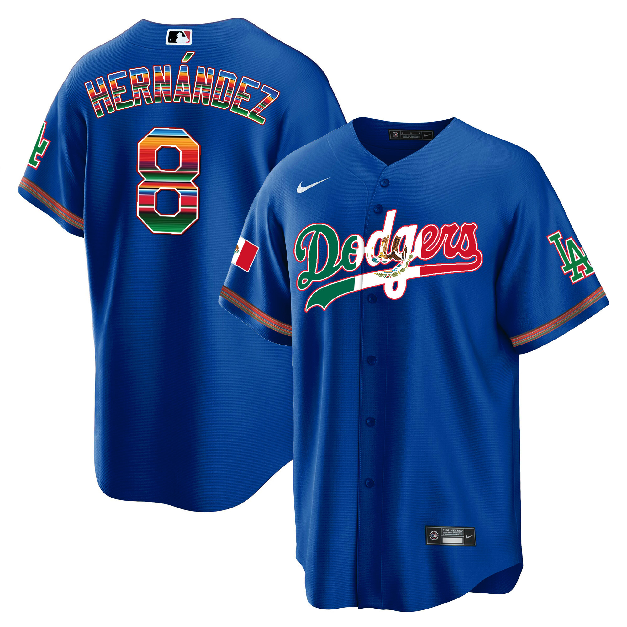 Kike Hernandez Men's Los Angeles Dodgers Mexico Cool Base Limited V4 Royal Jersey - All Stitched