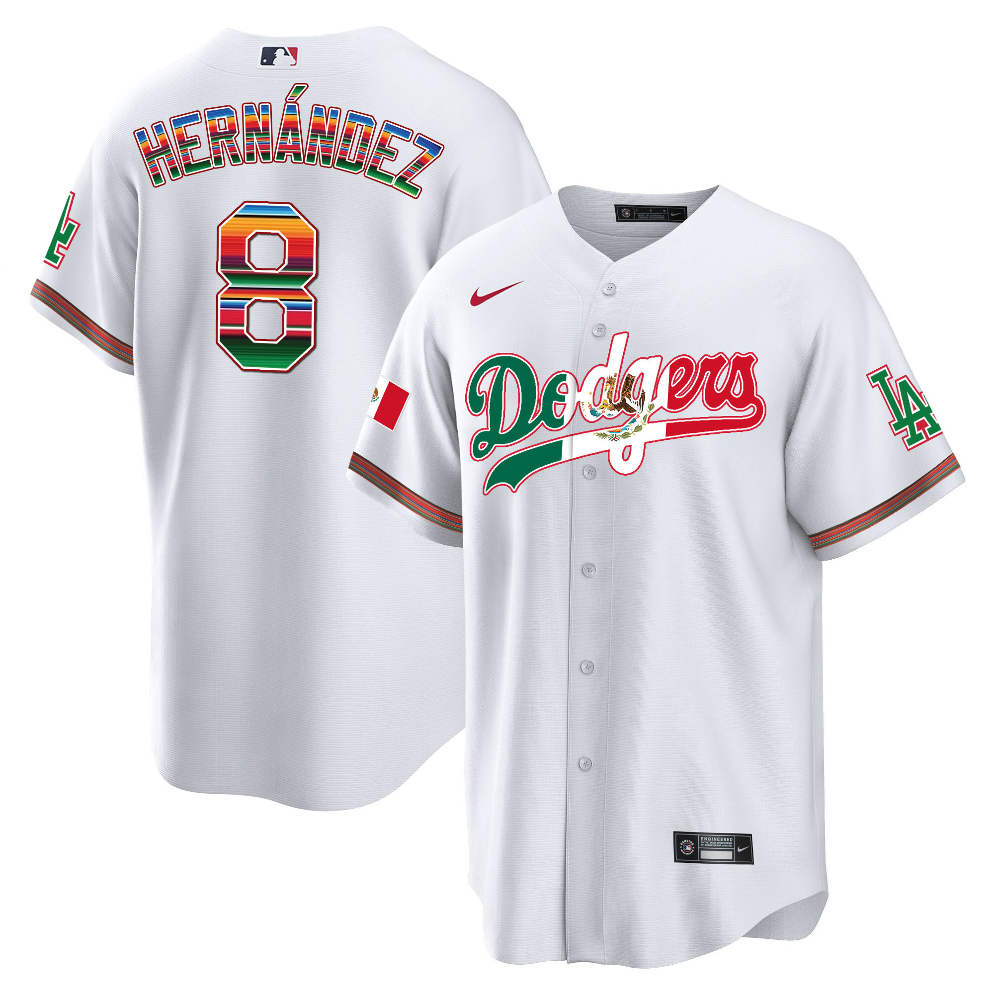 Kike Hernandez Men's Los Angeles Dodgers Mexico Cool Base Limited V4 White Jersey - All Stitched