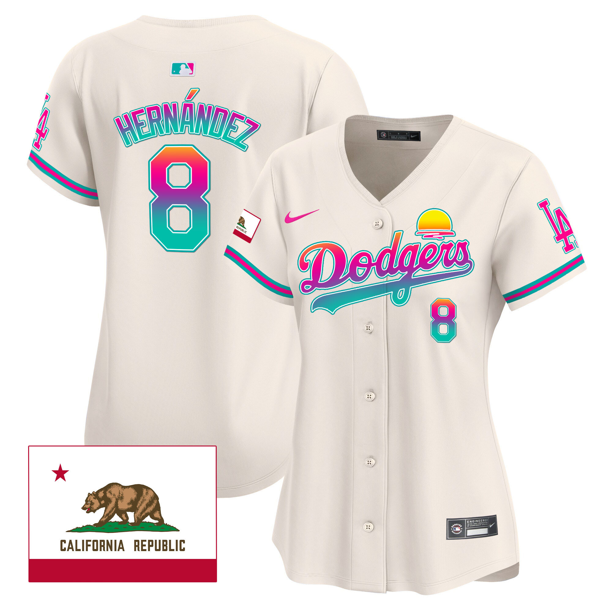 Kike Hernandez Women's Los Angeles Dodgers 2024 Los Angeles City Style Vapor Premier Limited Cream Jersey - All Stitched