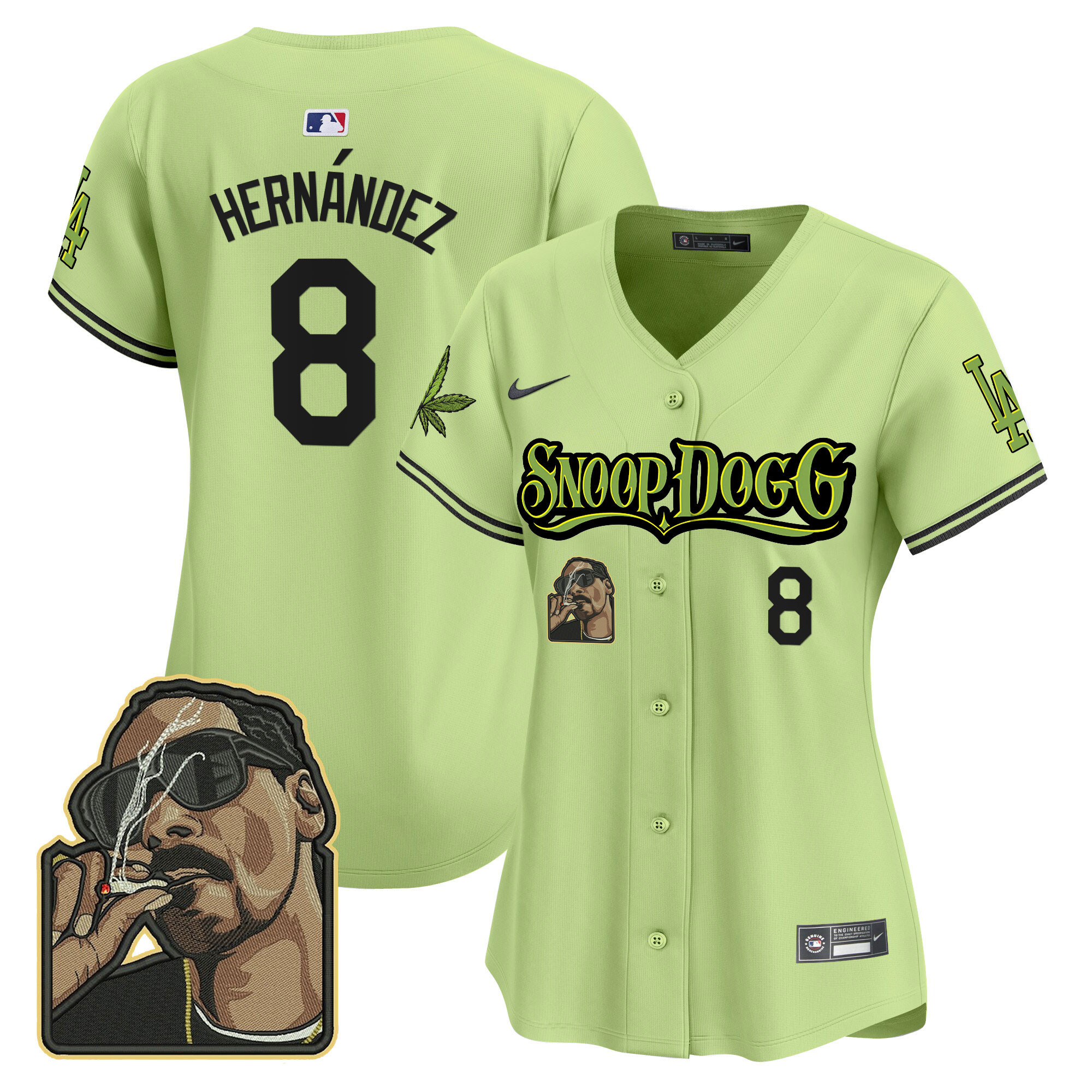 Kike Hernandez Women's Los Angeles Dodgers Snoop Dogg Vapor Premier Limited Light Green Jersey - All Stitched